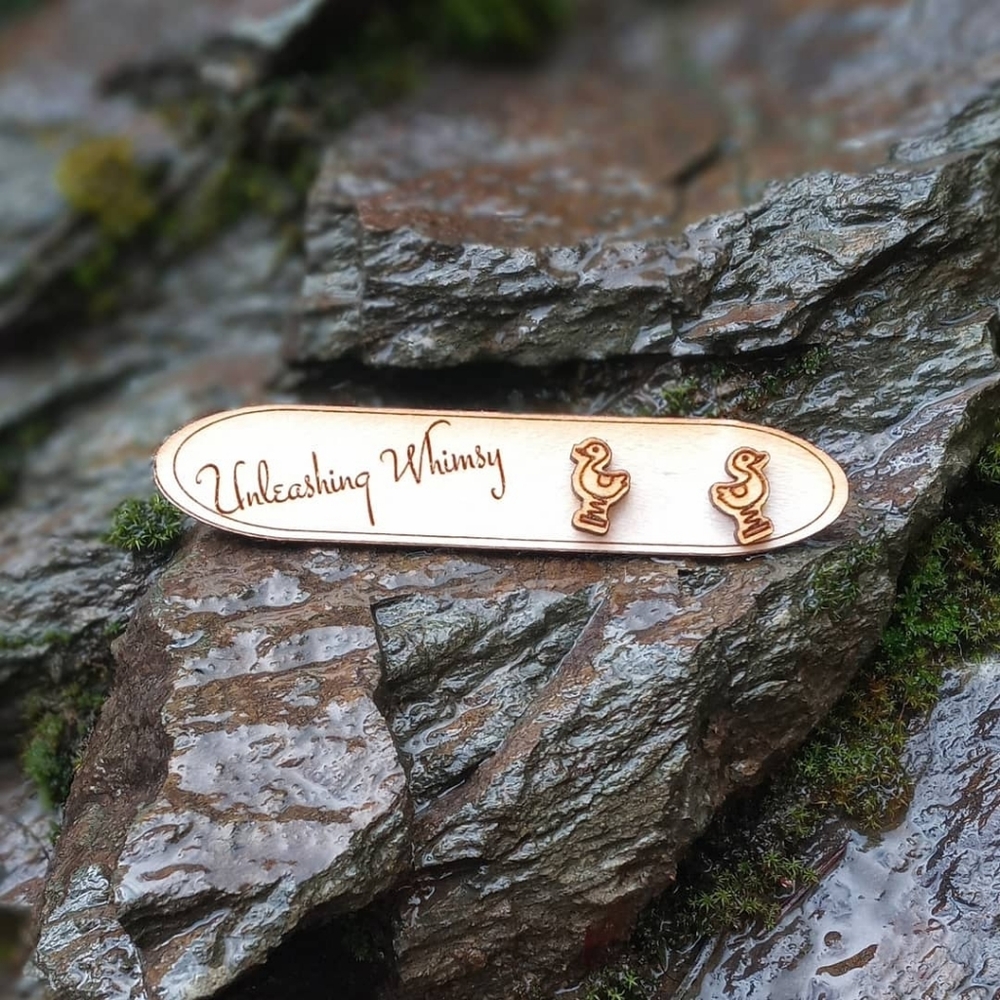 Wooden Playground Earrings ~ Wooden Duck Earrings